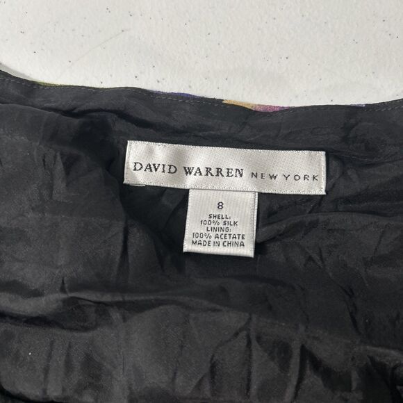 David Warren‎ Midi Dress Woman 8 Black Floral Silk Fairycore Romantic Whimsical - Picture 5 of 7